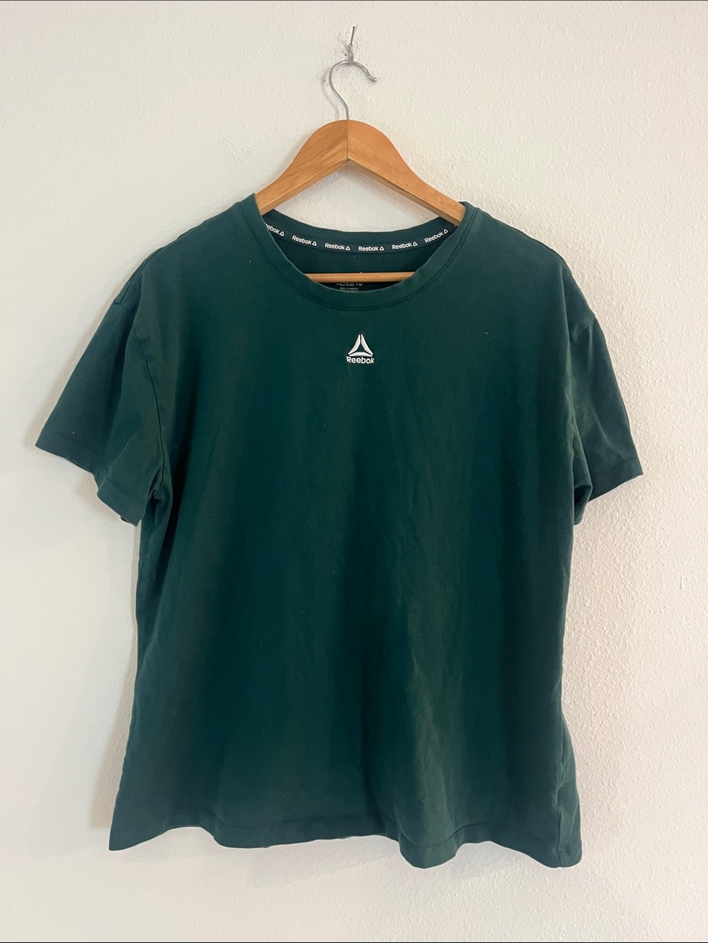 Reebok Dark Green Logo Crew Neck T‑Shirt